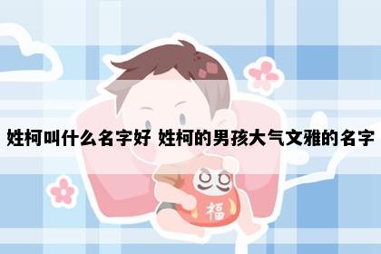 姓柯叫什么名字好 姓柯的男孩大气文雅的名字